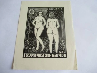Exlibris pro Paula Pfistera – Svend Aage Mollerup (15x11 cm) – X2 (Dřevoryt)