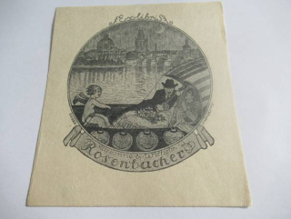 Exlibris Marianne & Wilhelm Rosenbacher, Georg Jilovsky, 1919 – lept, 120x110 mm
