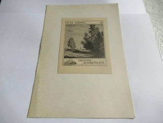 Exlibris Vlasta Marešová, Jan Paroubek, 1931 – původní zinkografie, grafický list 20,5x14 cm, exlibris 11x8,5 cm