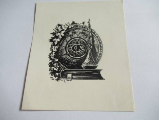 Exlibris Kopylov, Anatoly Kalashnikov, 1965 – původní dřevoryt, grafický list 10,5x9 cm