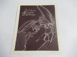 Exlibris Muzeum Śląskiego – Halina Pawlikowska, 1968 – originální grafický list, 10,5x9 cm