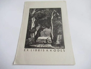 Exlibris A. Kodeš – Arno Naumann, 1932 – originální dřevoryt X2, motiv poutníků v lesní aleji, 16x11,5 cm