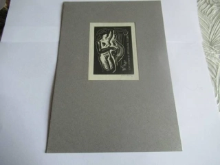 Exlibris – Christoph H. Heilmann – Rastislav Michal – Ženský akt s antickým sloupem – 11×8 cm – dřevoryt