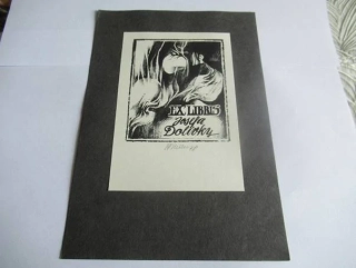 Exlibris – Josefa Doličky – Neznámý autor – Ženský portrét s dlouhými vlasy – 14×9,5 cm – zinkografie / tisk z desky