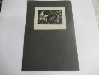 Exlibris – Blaža Horčičková – Karel Štěch – Čtoucí žena pod lípou – 7,5×9,5 cm – dřevoryt (X2)