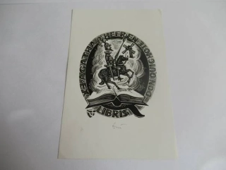 Exlibris – Agathy Heeren – Jerzy Drużycki – Don Quichote – 14×9 cm – dřevoryt (X2)