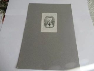 Exlibris – Gianni Mantero – Josef Liesler – motiv: Ženské torzo s rostlinou – 14,5×10 cm – hlubotisk (pasparta 22×15,5 cm)