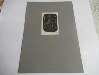 Exlibris – Miloslav Janča – Rastislav Michal – motiv: Stojící ženský akt ve větru – 9×7 cm – dřevoryt (X2) (pasparta 22×15 cm)