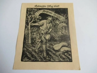 Exlibris – August Bagel – Prof. Eduard von Gebhardt – motiv: Rozsévač na poli – 12×10 cm – zinkografie (klišé) – 1901