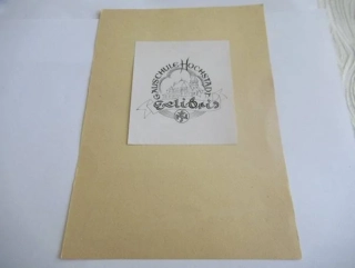 Exlibris – Gauschule Hochstadt – Vila ve Vysokém nad Jizerou „Větrov“ – zinkografie (P7), podkladový papír 20,5×14,5 cm