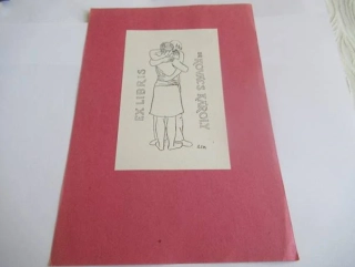 Exlibris – Dr. Kovács Károly – Szalay Ferenc – Objímající se milenci – zinkografie (P1), podkladový papír 20,5×14,5 cm