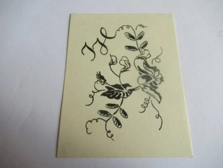 Exlibris – Iže – Alois Moravec – Botanický motiv s kvetoucím hrachorem – původní dřevoryt (X2), 7×5,5 cm
