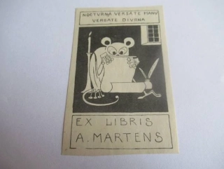 Exlibris – A. Martens – K. Martens – Leningrad, 1929 – původní zinkografické klišé – 7,5×4,5 cm
