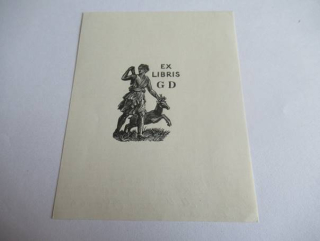 Exlibris – GD – Michail Ivanovič Pikov – Moskva, 1960–1966 – původní dřevoryt (X2) – 8×6,5 cm