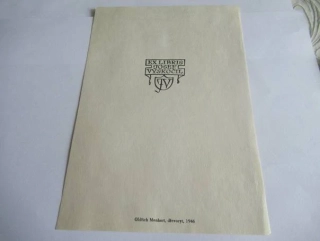 Exlibris – Josef Vyskočil – Oldřich Menhart – Československo, 1946 – původní dřevoryt (X2) – 20×14 cm