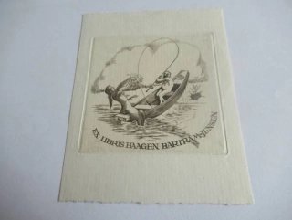 Exlibris – Haagen Bartram-Jensen – Nagy Árpád – Maďarsko, 1958 – původní lept / rytina (C3) – 10,5×8,5 cm