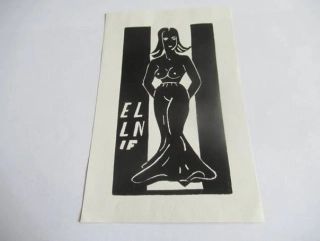 Exlibris – LN – L. Nijhuis – Nizozemsko – původní linoryt (X3) – 14×9 cm