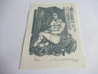 Exlibris – S. G. Ivenskij – R. Wolf – Německo / Sovětský svaz, 1966 – původní dřevoryt (X2) – 14×11 cm
