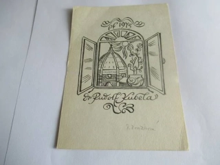 Původní sběratelská novoročenka PF 1975 Dr. Rudolf Kubela – motiv italské Florencie, autorská signovaná grafika (15 × 10 cm)