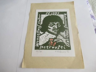 Sběratelská PF 1977 – motiv Václav Hollar, barevný dřevoryt X2 (21 × 14,5 cm)