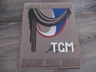Kniha TGM: Smutek Československa – Poslední pocta národa presidentu osvoboditeli (1938), původní pevná celoplátěná vazba, rozměr 33 × 24 cm