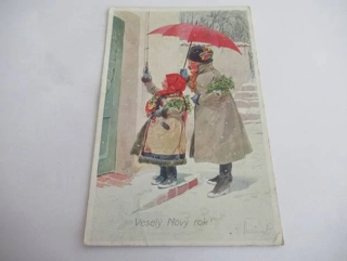 Karel Šimůnek: Žena s dívkou před dveřmi