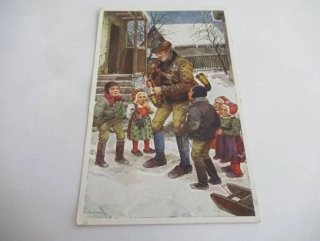 J. Strnad: Muž s dětmi na sněhu