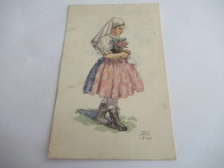 M. F. Kvěchová - dívka s květinami