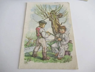 Chlapci pletoucí pomlázku