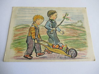 Chlapci s trakařem a pomlázkou