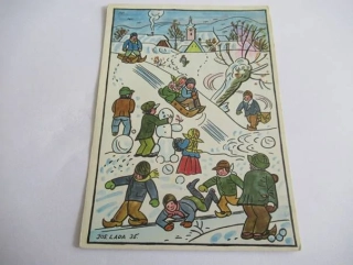 J. Lada - děti na saních