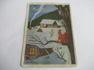 J. Lada - Veverka na stromě a zasněžená vesnice KLHU 10-385-8-K