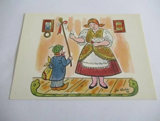 J. Lada - dívka a chlapec s pomlázkou