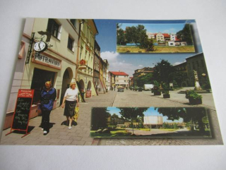 Brušperk - Náměstí J. A. Komenského, autobusová zastávka, základní škola