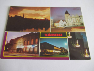 Tábor - pohled přes Jordán, Žižkovo náměstí, Hotel Jordán..
