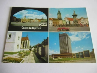 České Budějovice - Žižkovo náměstí s radnicí, Samsonova kašna a Černá věž..