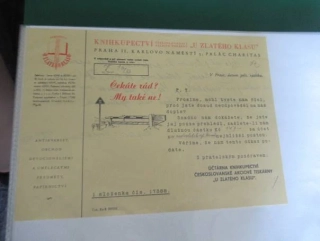 Praha II. - Knihkupectví - ,,U Zlatého Klasu" - 1938