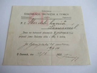 Louny - Štrombach, Truneček a Tymich - Knihkupectví, Papírnictví