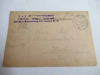 K. I. K. Feldpostamt - 11. 8. 1915 - č. Razítka 96