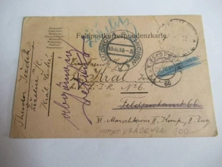  Vrácenka - K. U. K. Feldpostamt - 29.4. 1915 - č. Razítka 66