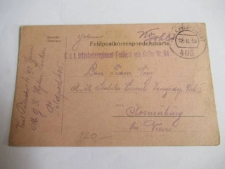 K. U. K. Feldpostamt -  12.11. 1918- č. Razítka 405