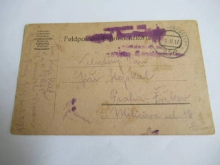 Polní pošta - 6.2. 1917 - č. Razítka 256