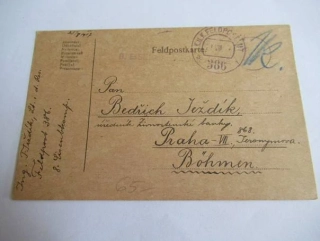K. U. K. Feldpostamt -  21.8. 1917  - č. Razítka 386