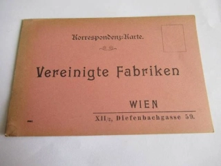 Korespondenční karta - Vereinigte Fabriken - Vídeň