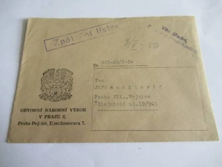 Zpáteční lístek -  Obvodní národní výbor - Praha 6