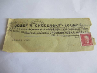 Torzo obálky - Josef R. Choceňský, továrna jemných likérů - Louny
