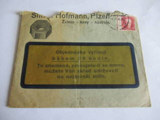 Š. Hofmann, železo, kovy a nástroje - Plzeň - poškozeno