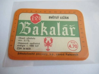 Středočeské pivovary, závod Rakovník - Bakalář - Světlý ležák 12°