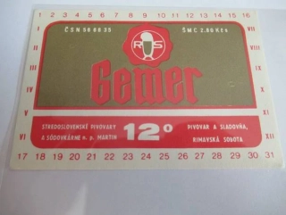 Pivovar a sladovna Rimavská Sobota - Gemer - Pivo 12°