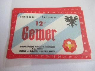 Pivovar a sladovna Rimavská Sobota -  Gemer - Pivo 12°